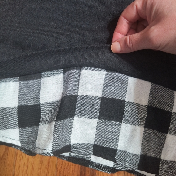 3/$10⭐NWT La Mode Shirt W/Plaid Faux Shirttail,Cuffs, Women's XL, Black/White - Picture 9 of 13